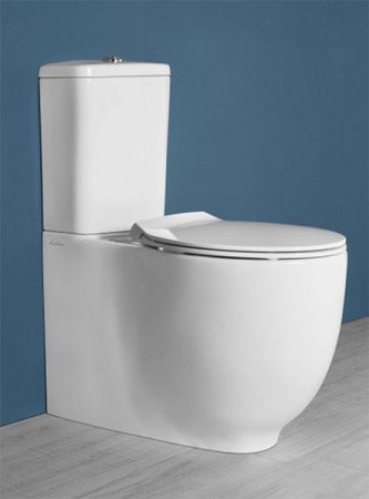 Чаша унитаза напольная Hatria LE FIABE Y1E801 цвет белый без сиденья безободковая каскадный смыв