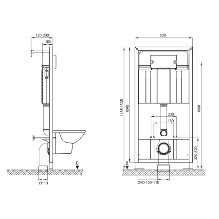 Инсталляция Bettoserb Sava Fix Slim SET40006465 с клавишей смыва DUO хром глянец/хром матовый