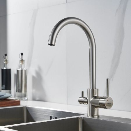 Смеситель для кухни Shevanik S128L на мойку сатин