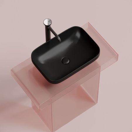 Раковина из сантехнического фарфора Ceramica Nova ELEMENT CN6055MB 50х40 накладная цвет черный без отверстий под смеситель