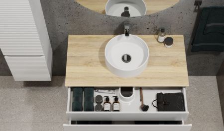 Тумба под раковину Jorno COSSETY Coss.01.100/P/W-DG/JR 100х50 подвесная цвет белый