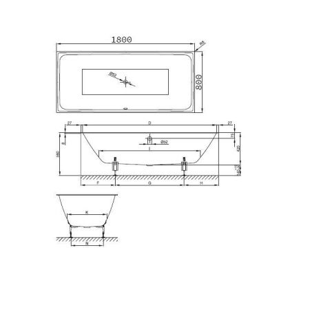 Ванна стальная Bette Loft 3172-000 PLUS 180х80 встраиваемая прямоугольная без ножек