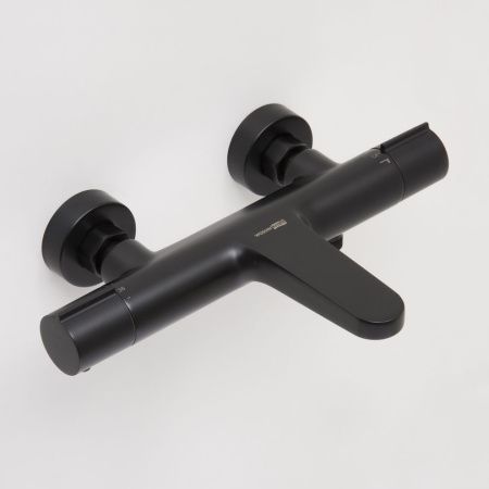 Смеситель для ванны и душа Wasserkraft Elbe 7400 7411 Thermo настенный черный с термостатом