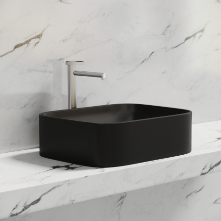 Раковина из сантехнического фарфора Ceramica Nova ELEMENT CN6052MB 51х38 накладная цвет черный матовый без отверстий под смеситель