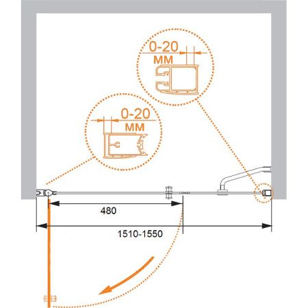 Душевая дверь Cezares ELENA ELENA-W-B-11-100+60-C-Cr 155х195 стекло прозрачное профиль хром