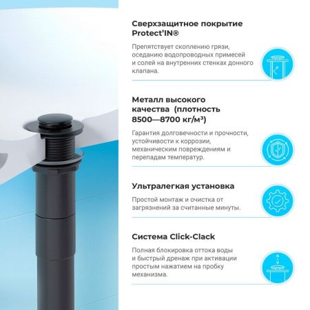 Донный клапан Wellsee Drainage System 182135000 черный