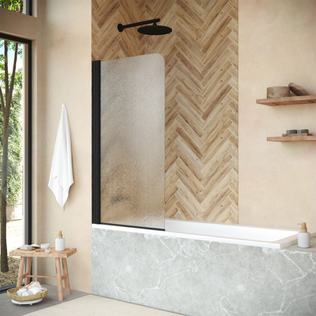 Душевая шторка на ванну Vegas-Glass EV+EV NOVO EV NOVO 70 02М 02 L 70х139 стекло рифленое профиль черный матовый ориентация левая