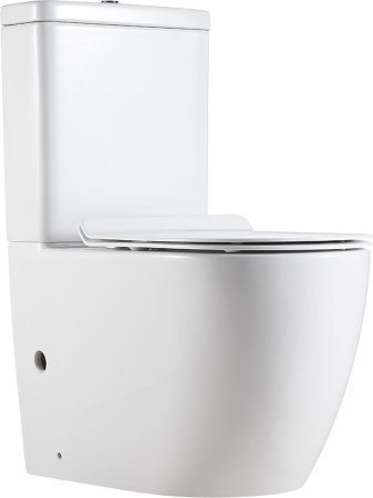Чаша унитаза напольная Logan 00261949 цвет белый с сиденьем микролифт без бачка безободковая каскадный смыв