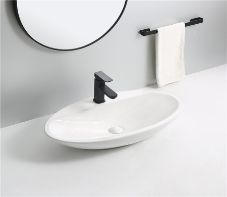 Раковина из санфаянса CeramaLux 9435 72х41 накладная цвет белый 1 отверстие под смеситель