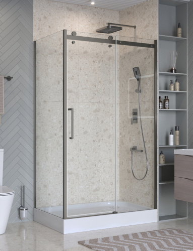 Душевой уголок BelBagno MARINO MARINO-2-AH-1-120/80-C-GM 120х80 стекло прозрачное профиль оружейная сталь без поддона - фото 4