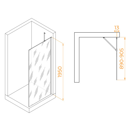 Душевая перегородка RGW Walk In 351011009-31 90х195 стекло тонированное профиль хром глянцевый