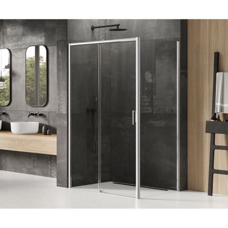 Душевой уголок New Trendy PRIME Chrome D-0300A/D-0122B 110х70 стекло прозрачное профиль хром без поддона