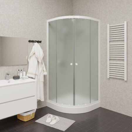 Душевой уголок Parly ZF81 80х80 стекло матовое профиль белый с поддоном