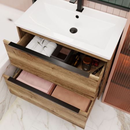 Тумба с раковиной La Fenice TESORO NFNC-01-TES-DGT-80-2-3-80 80х50 подвесная цвет коричневый