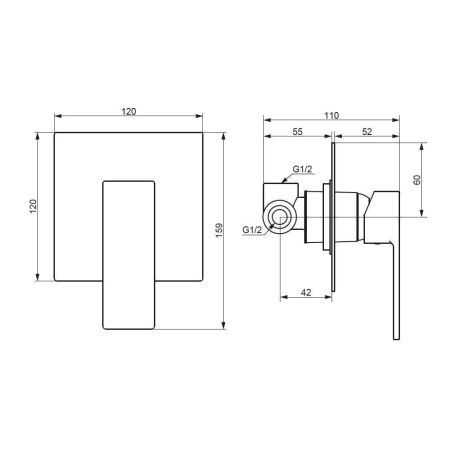 Смеситель для душа Damixa Gala 537500300 встраиваемый в стену черный