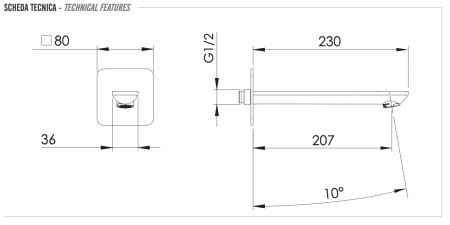Излив Remer Energy 91EYL настенный хром