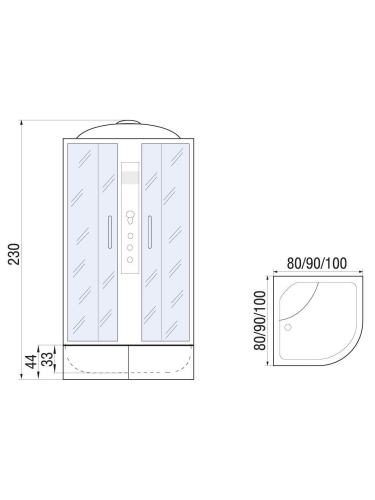 Душевая кабина River DUNAY XL 100/44 MT (10000006195) 100х100 четверть круга - фото 2