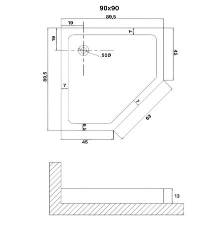 Душевой поддон из ABS-пластика Niagara Eco NG-P9090-14D 90х90 белый с ножками