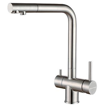 Смеситель для кухни Paulmark SKALEN Sk213020-SS на раковину нержавеющая сталь без термостата