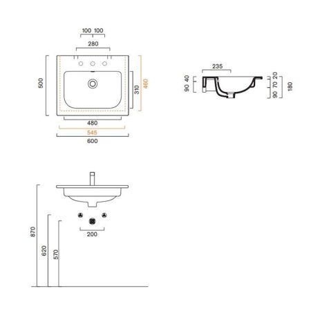Раковина керамическая Catalano Italy 720610001 60 см подвесная цвет белый без отверстий под смеситель