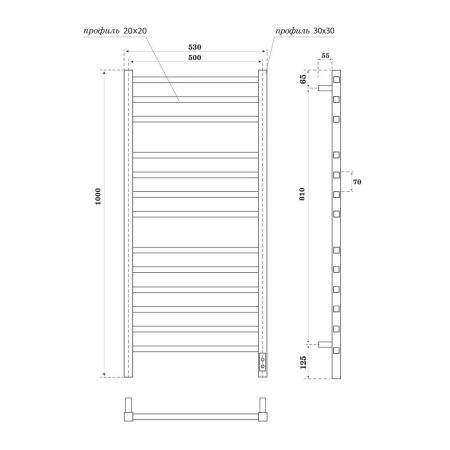 Полотенцесушитель электрический Point Вега PN71850GB 55х100 серый