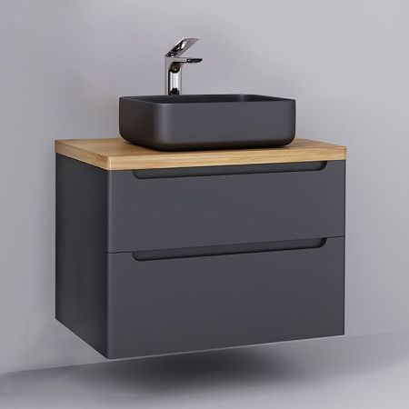 Тумба под раковину Jorno WOOD wood.01.80/P/GR 80х50 подвесная цвет серый