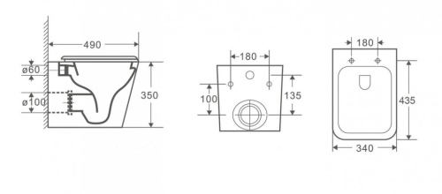Унитаз подвесной CeramaLux 5171MW белый матовый с сиденьем микролифт каскадный смыв - фото 2