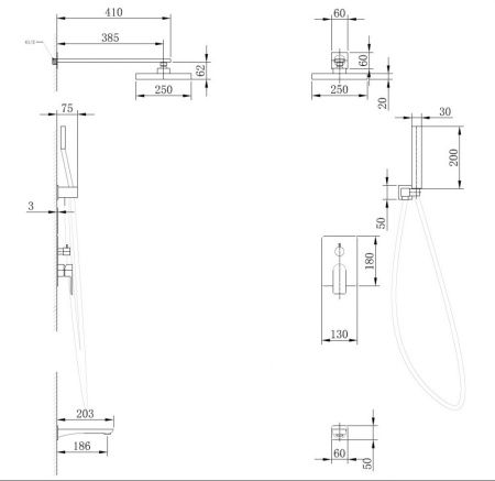 Душевая система Abber AF8017 встраиваемая в стену цвет хром