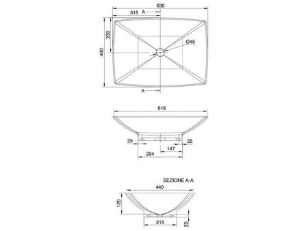 Раковина из сантехнического фаянса Scarabeo Thin-Line 8046 60х50 накладная цвет белый