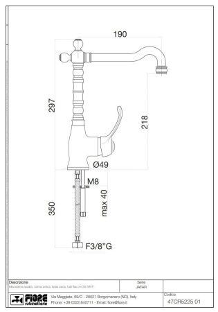 Смеситель Fiore Jafar 47OO5225 на раковину золото