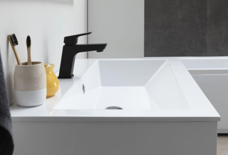 Раковина из искусственного камня Aquanet Электра НФ-00008412 90х50 полувстраиваемая цвет белый 1 отверстие под смеситель