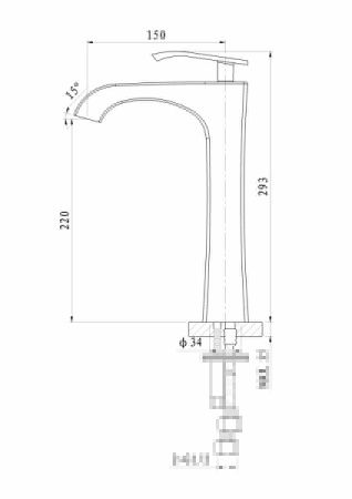 Смеситель для раковины Wonzon & Woghand Triumph WW-561104-CR на столешницу хром