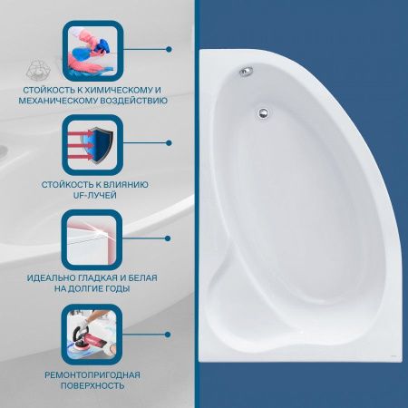 Ванна акриловая Santek Эдера 1WH111995 170х110 пристенная асимметричная без каркаса