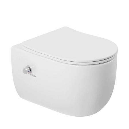 Унитаз подвесной Abber Bequem AC1104TNS белый с сиденьем микролифт безободковый смыв торнадо
