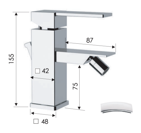 Смеситель Remer Qubika Q20 на биде хром без термостата Смеситель Remer Qubika Q20 на биде хром без термостата
