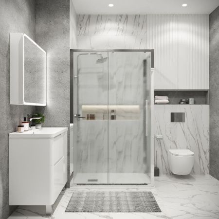 Душевая перегородка Grossman Cosmo 200.K33.02.80.10.02 80х195 стекло текстурное профиль хром