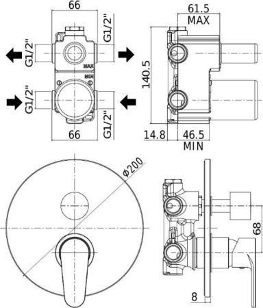 Смеситель для душа Paffoni Green GR018CR встраиваемый в стену хром
