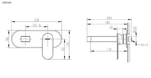 Смеситель для душа Bravat Gina P69182C-ENG встраиваемый в стену хром - фото 2