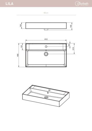 Раковина керамическая Visobath Lila 73518 80х50 встраиваемая цвет белый 1 отверстие под смеситель