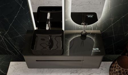 Тумба под раковину Jorno SHINE Shi.01.120-M/P/A 120х50 подвесная цвет черный