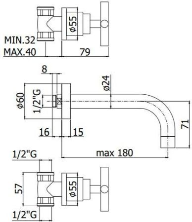 Смеситель для раковины Paffoni Quattro QTV003CR встраиваемый в стену хром