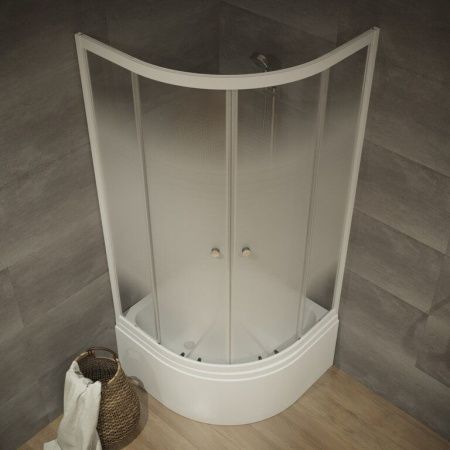 Душевой уголок Тритон Лайт Щ0000061801 90х90 стекло с рисунком профиль белый с поддоном