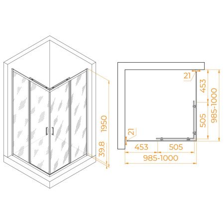 Душевой уголок RGW Passage 350803000-21 100х100 стекло матовое профиль хром без поддона