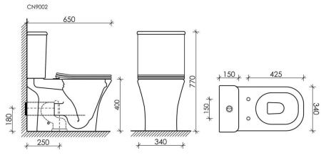 Унитаз напольный с бачком Ceramica Nova ALFA CN9002 белый с сиденьем микролифт безободковый душевой смыв