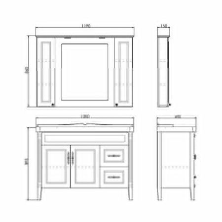 Тумба с раковиной Comforty Палермо 00004142367CF 120х50 напольная цвет белый