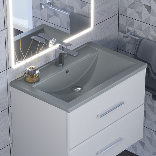 Раковина из искусственного камня Uperwood Foster Quartz 291030033 70х46 полувстраиваемая цвет серый - фото 4