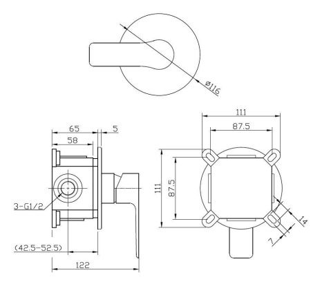 Смеситель для ванны и душа Esko SB 83 встраиваемый в стену черный