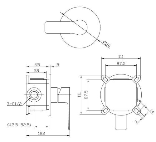 Смеситель для ванны и душа Esko SB 83 встраиваемый в стену черный - фото 3