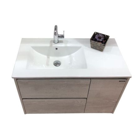 Тумба с раковиной Comforty Бремен 00004142375CF 90х50 подвесная цвет серый