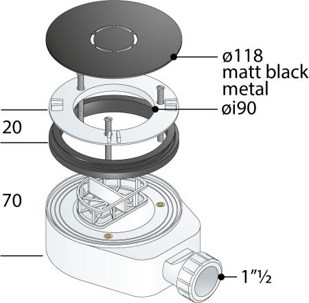 Сифон для душевого поддона OMP Tea 6261.086.6.X черный